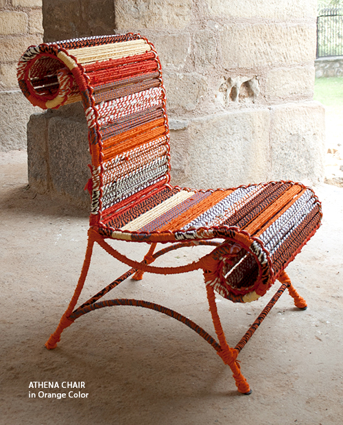 Athena Chair in Orange Color by Sahil & Sarthak